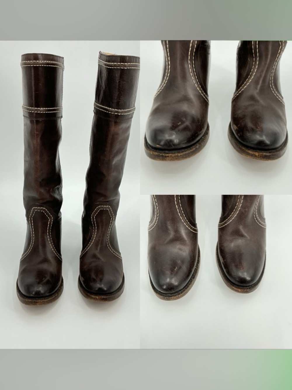 Frye Jane Brown Leather Calf Boots 77231 - Picture 9 of 16